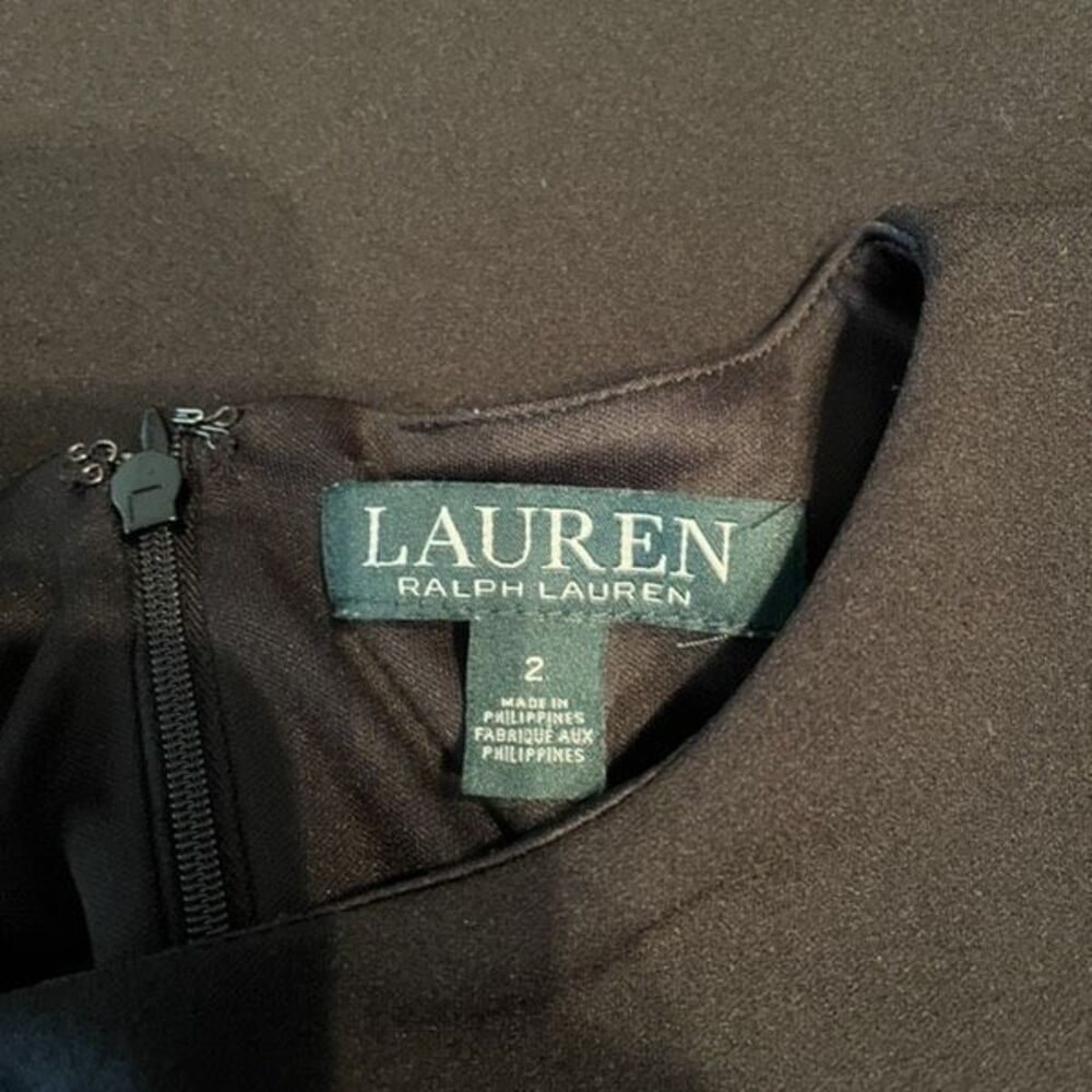 Lauren Ralph Lauren Black Dress 3/4 Sleeve with Flutter Dressy Size 2 - Picture 2 of 5
